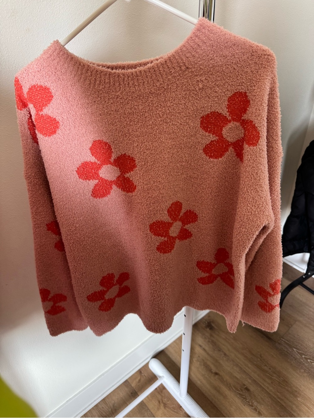 Altar'd State Pink and Coral Flower Sweater Size Medium